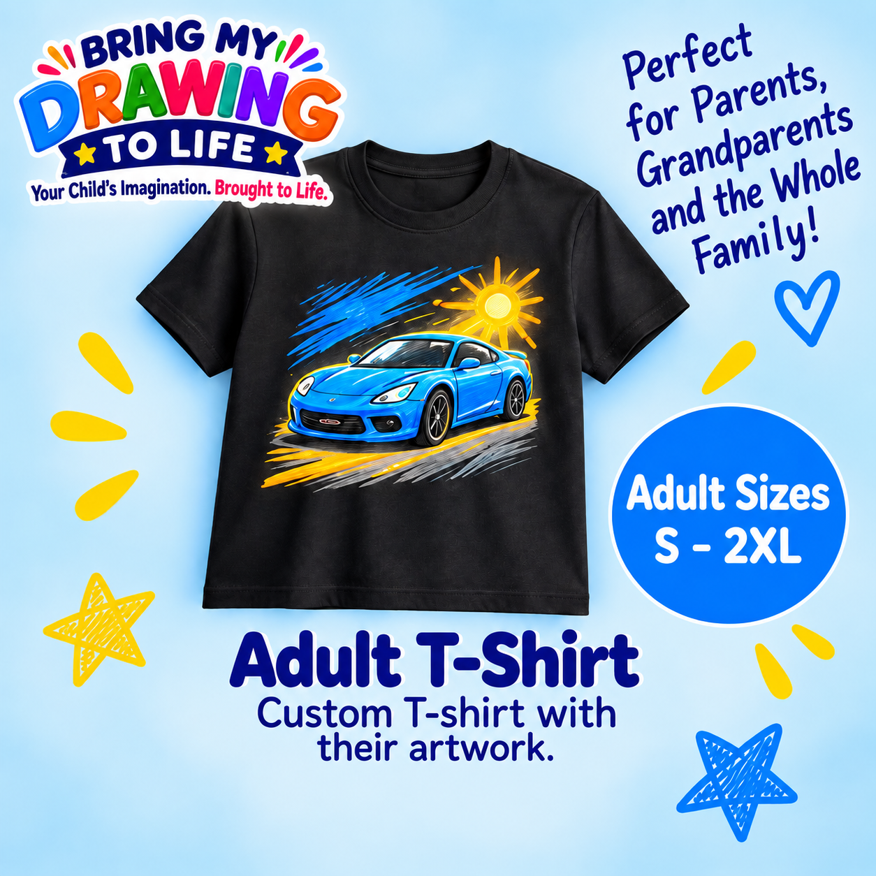Adult custom T-shirt example artwork